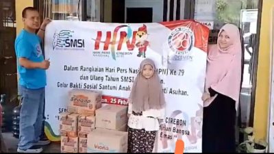 SMSI Kab. Cirebon Salurkan Sembako ke Anak Yatim & Dhuafa, Toto Jamil : Kami Terus Lakukan Bakti Sosial