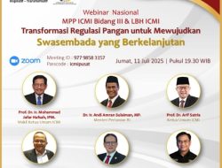 ICMI Gelar Webinar Nasional Bahas Swasembada Pangan, Menteri Amran dan Prof. Rokhmin Jadi Pembicara